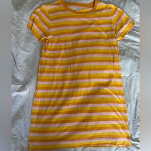 Free Assembly Orange yellow pink striped mini shirt dress size medium